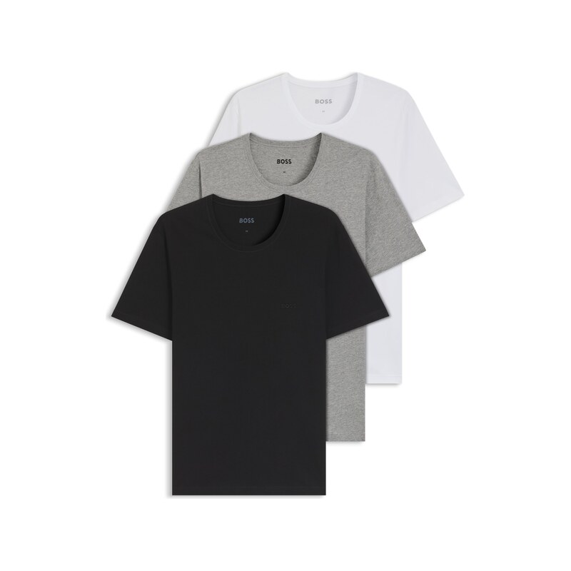 BOSS Three-pack of logo-embroidered T-shirts in cotton