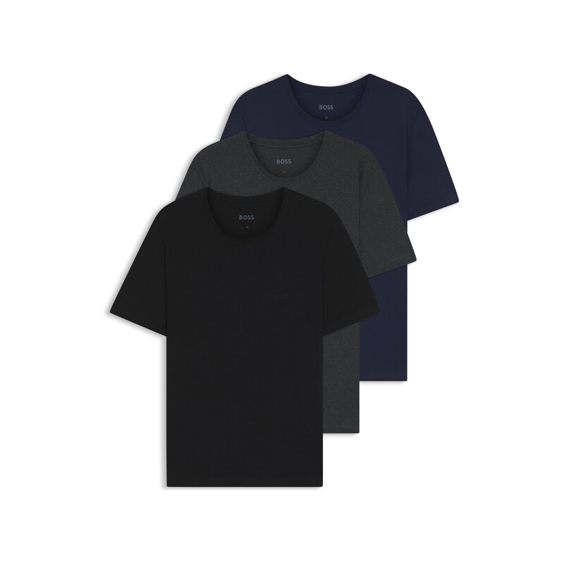 BOSS Three-pack of logo-embroidered T-shirts in cotton