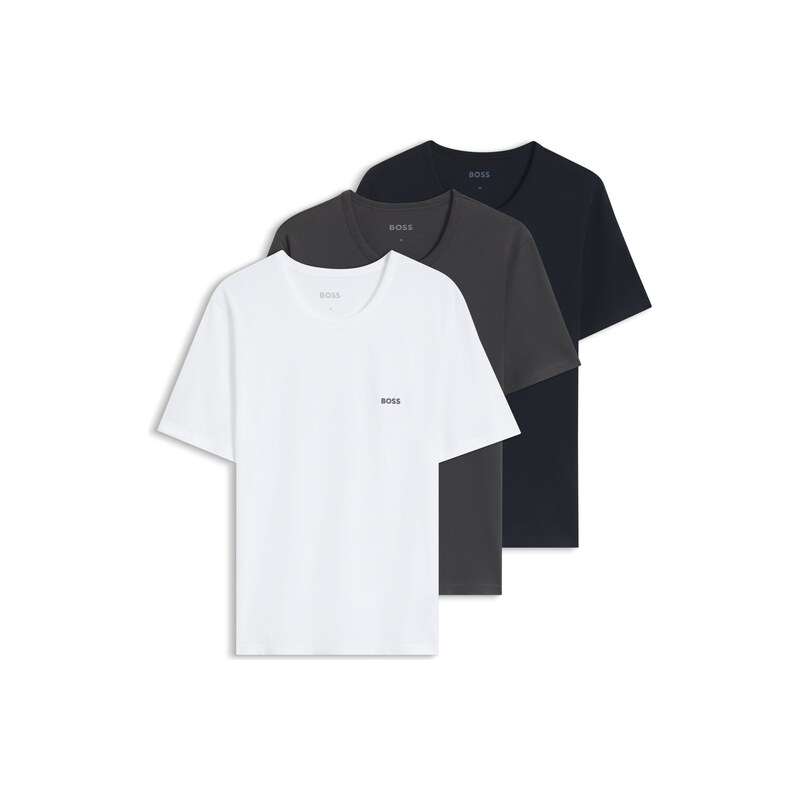 BOSS Three-pack of logo-embroidered T-shirts in cotton
