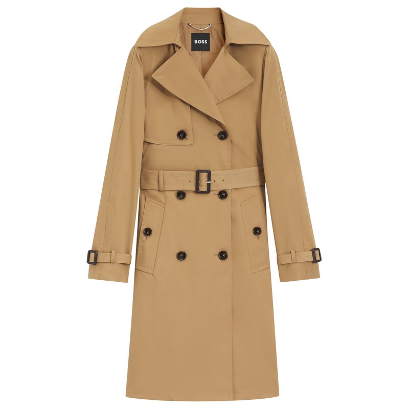 BOSS Double-breasted trench coat with buckled belt