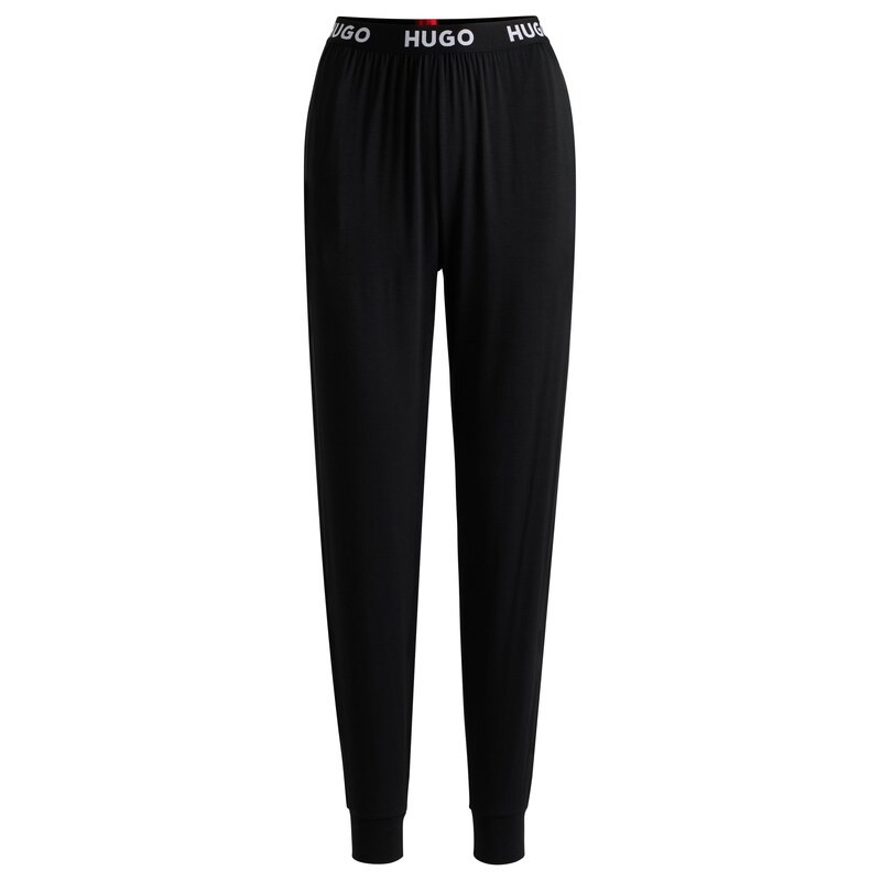 HUGO Cuffed pyjama bottoms in stretch jersey with logo waistband