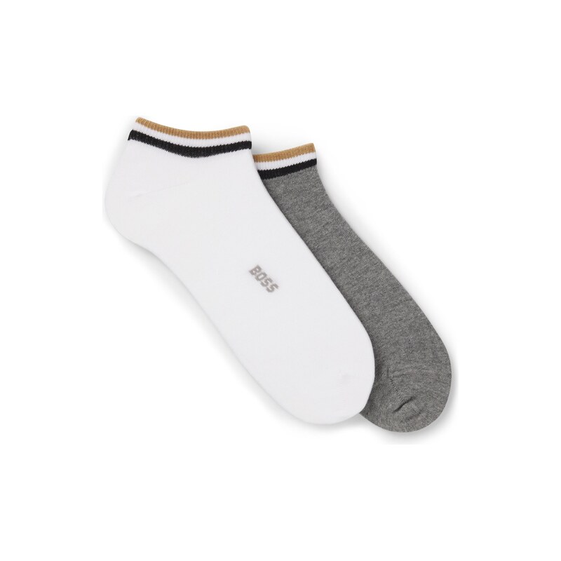 BOSS Two-pack of ankle socks with signature-stripe cuffs