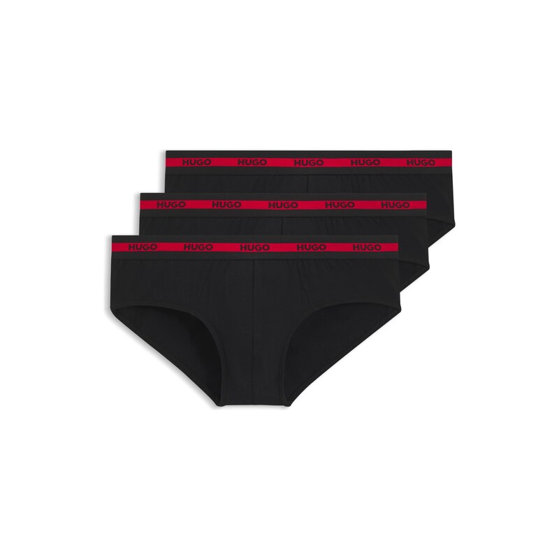 HUGO Three-pack of logo-waistband briefs in stretch cotton
