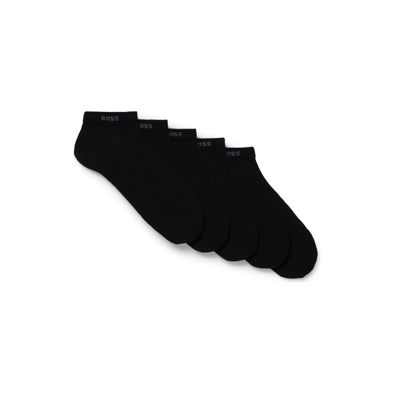 BOSS Five-pack of cotton-blend ankle socks with branding