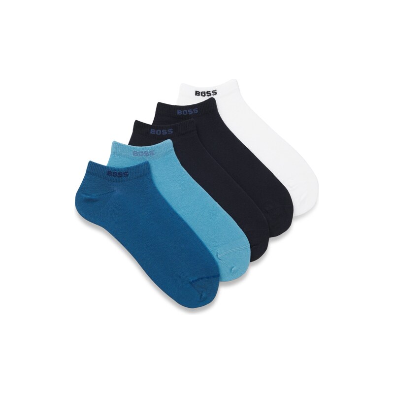 BOSS Five-pack of cotton-blend ankle socks with branding