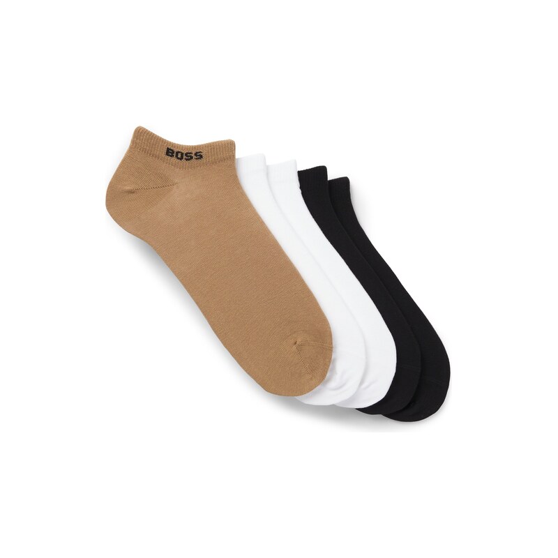 BOSS Five-pack of cotton-blend ankle socks with branding
