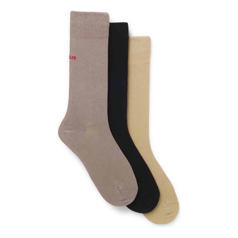 HUGO Three-pack of regular-length socks with logos