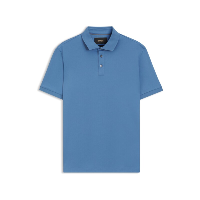 BOSS Mercerised cotton polo shirt with stand-up collar