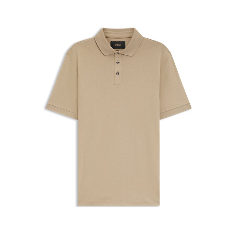 BOSS Mercerised cotton polo shirt with stand-up collar