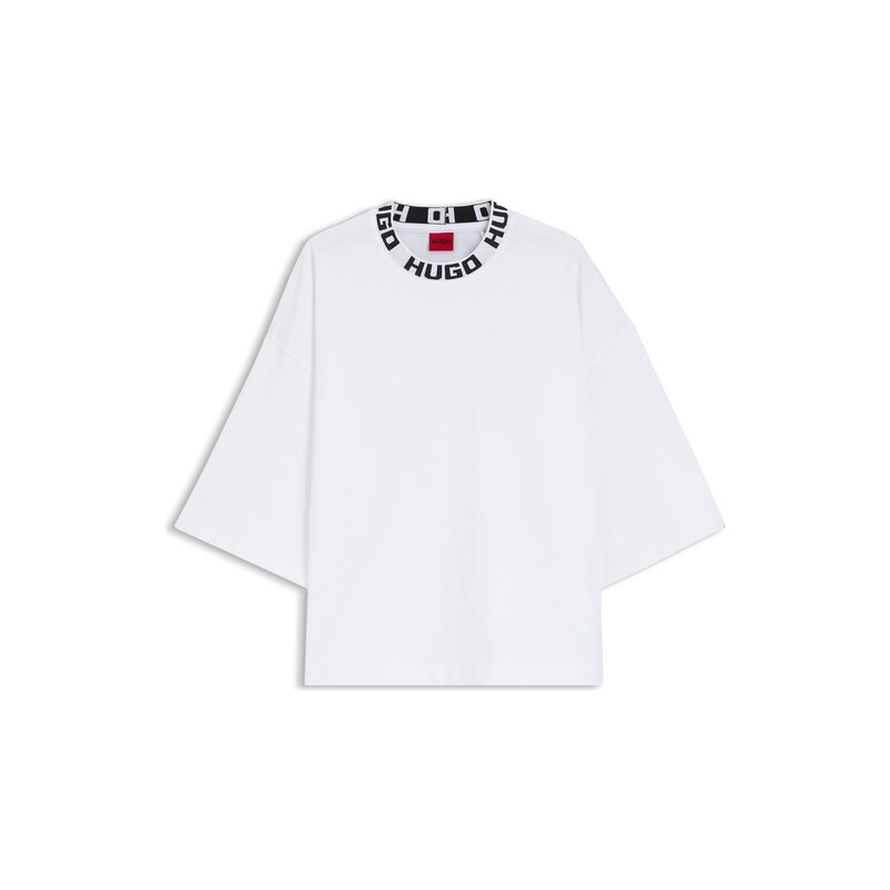 HUGO Cotton-jersey T-shirt with logo collar