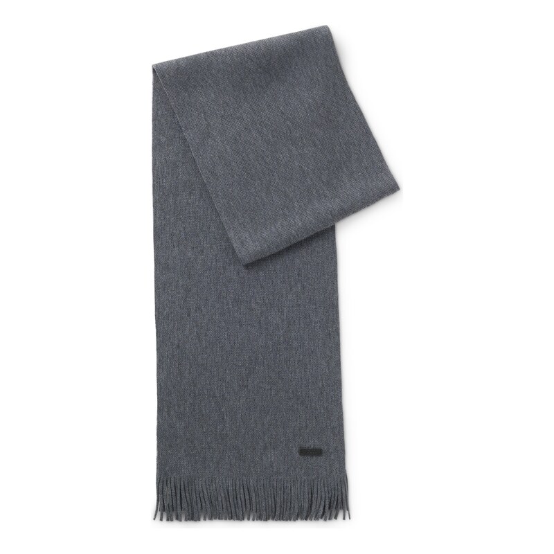 BOSS Knitted scarf in virgin wool with logo detail