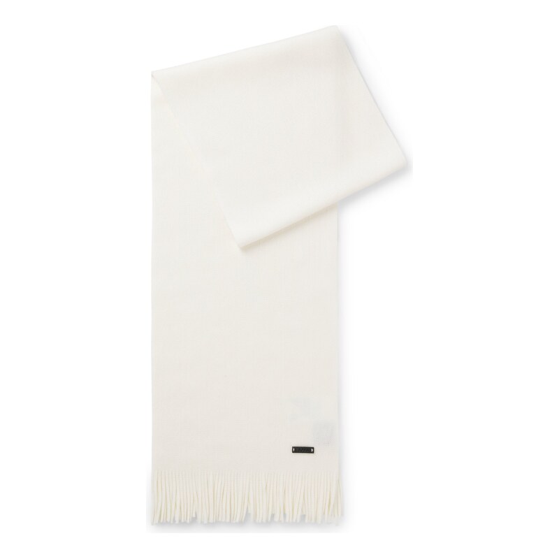 BOSS Knitted scarf in virgin wool with logo detail