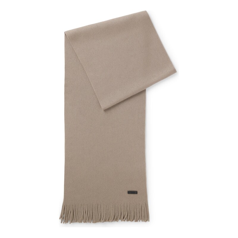 BOSS Knitted scarf in virgin wool with logo detail