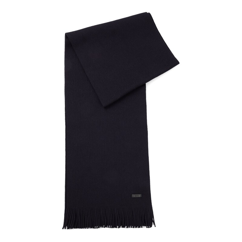 BOSS Knitted scarf in virgin wool with logo detail