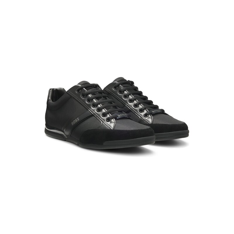 BOSS Mixed-material trainers with suede and faux leather