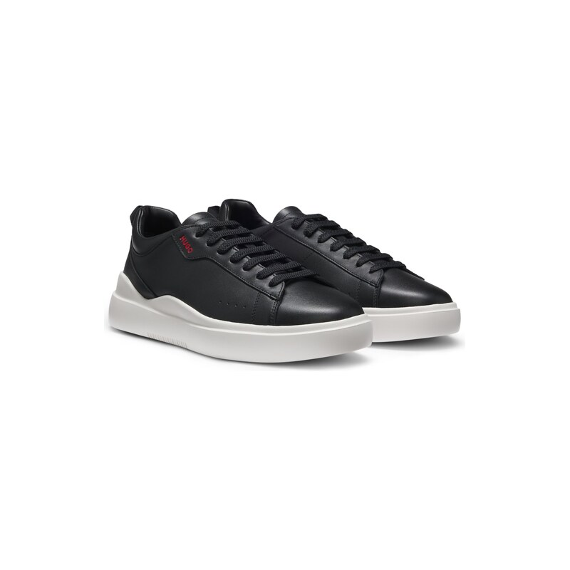 HUGO Cupsole trainers in leather with red logo details