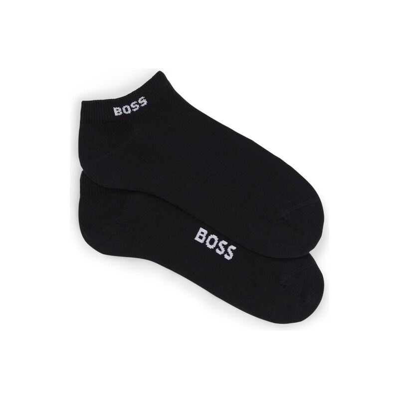 BOSS Two-pack of cotton-blend logo ankle socks