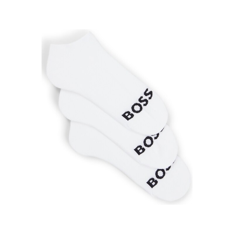 BOSS Three-pack of ankle-length socks with contrast logos