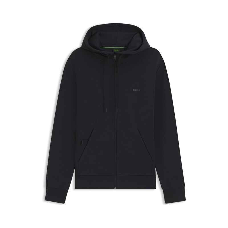 BOSS Zip-up hoodie in stretch cotton with logo print