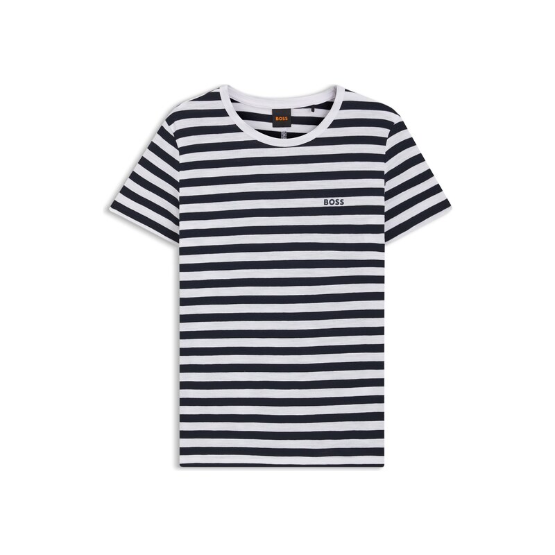 BOSS Slub-cotton T-shirt with horizontal stripe