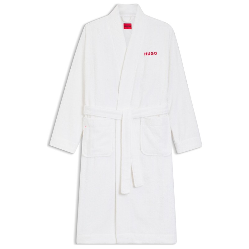 HUGO Cotton-terry dressing gown with embroidered red logo