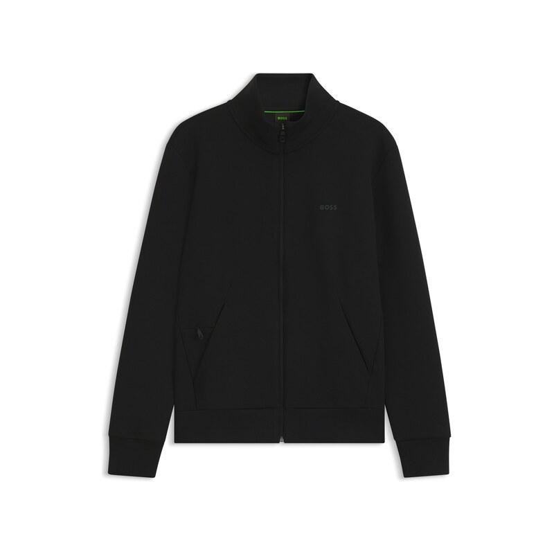 BOSS Zip-up sweatshirt in stretch cotton with logo print