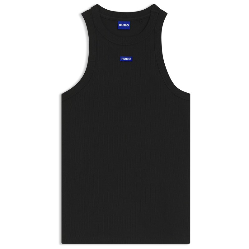 HUGO Stretch-cotton tank top with blue logo label