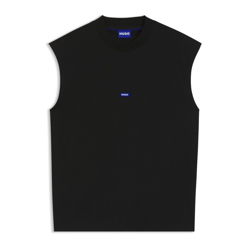 HUGO Sleeveless cotton T-shirt with logo patch
