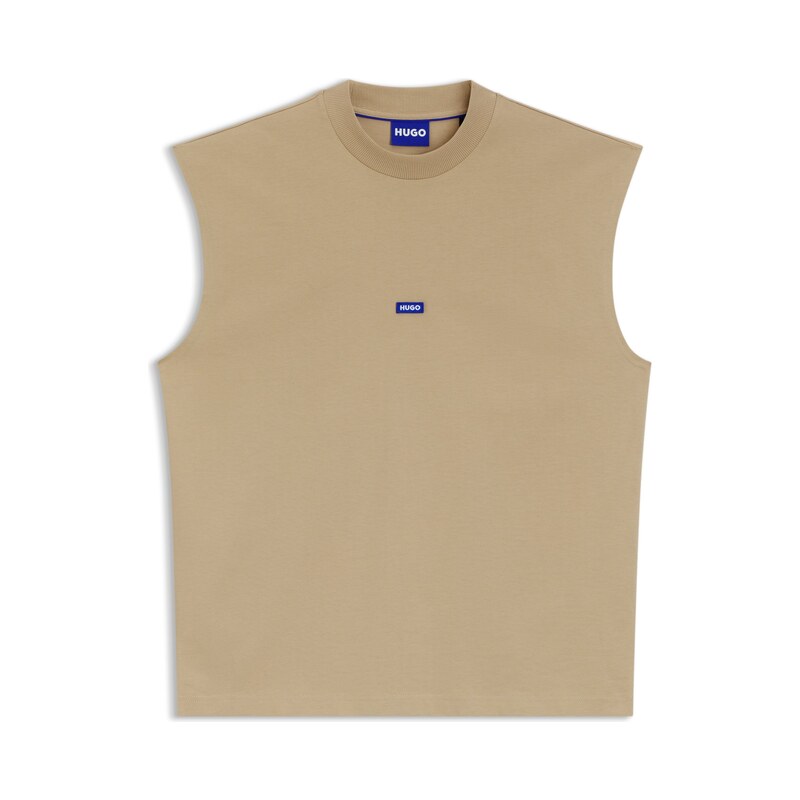 HUGO Sleeveless cotton T-shirt with logo patch