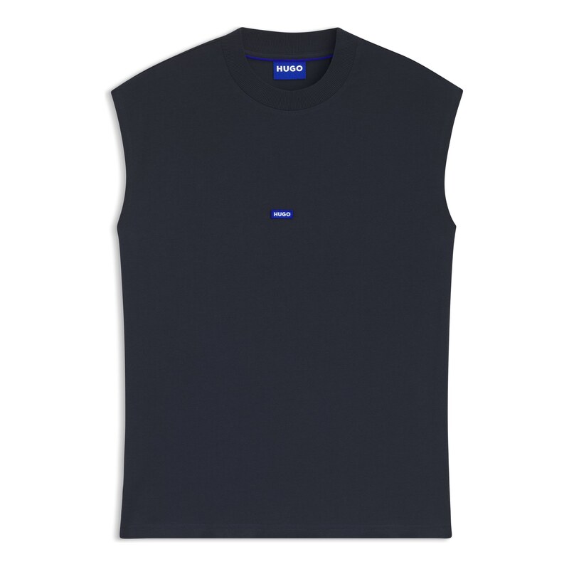 HUGO Sleeveless cotton T-shirt with logo patch