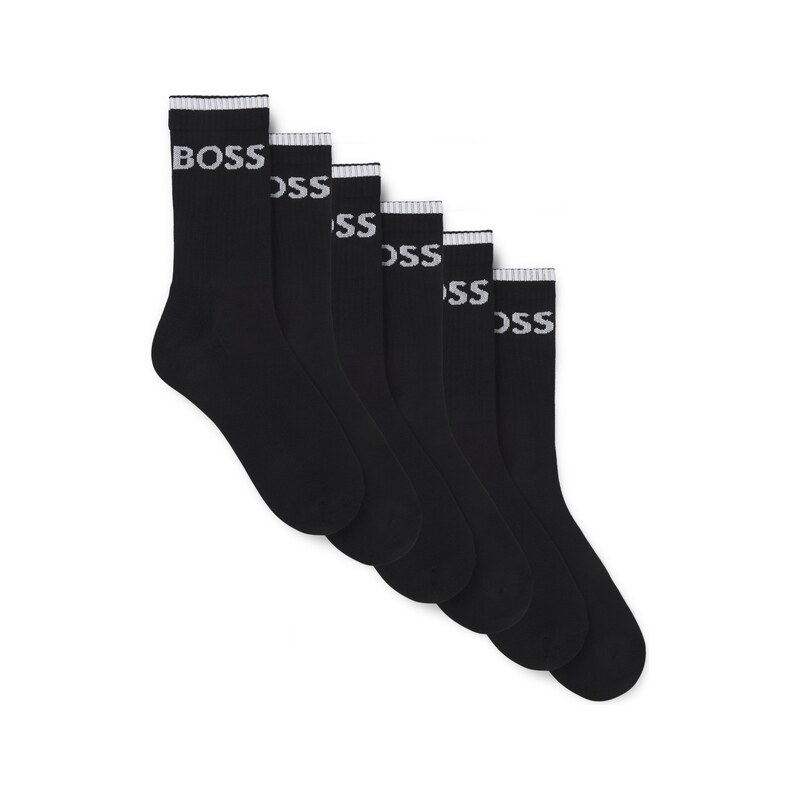 BOSS Six-pack of ribbed short socks in a cotton blend