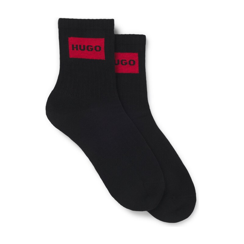 HUGO Two-pack of short-length socks with red logos