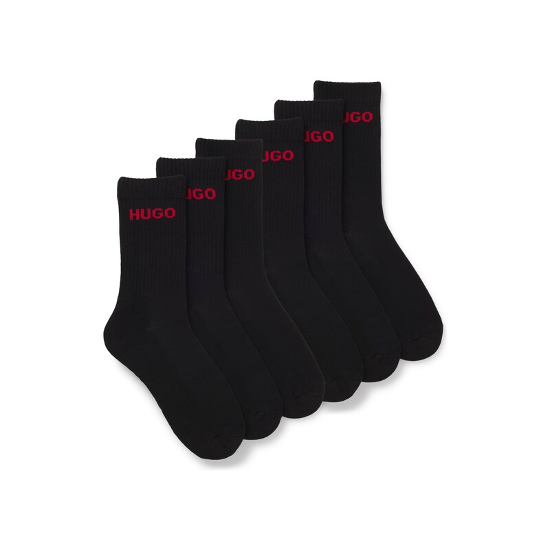 HUGO Six-pack of quarter-length socks with logo detail
