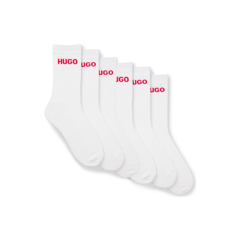 HUGO Six-pack of quarter-length socks with logo detail