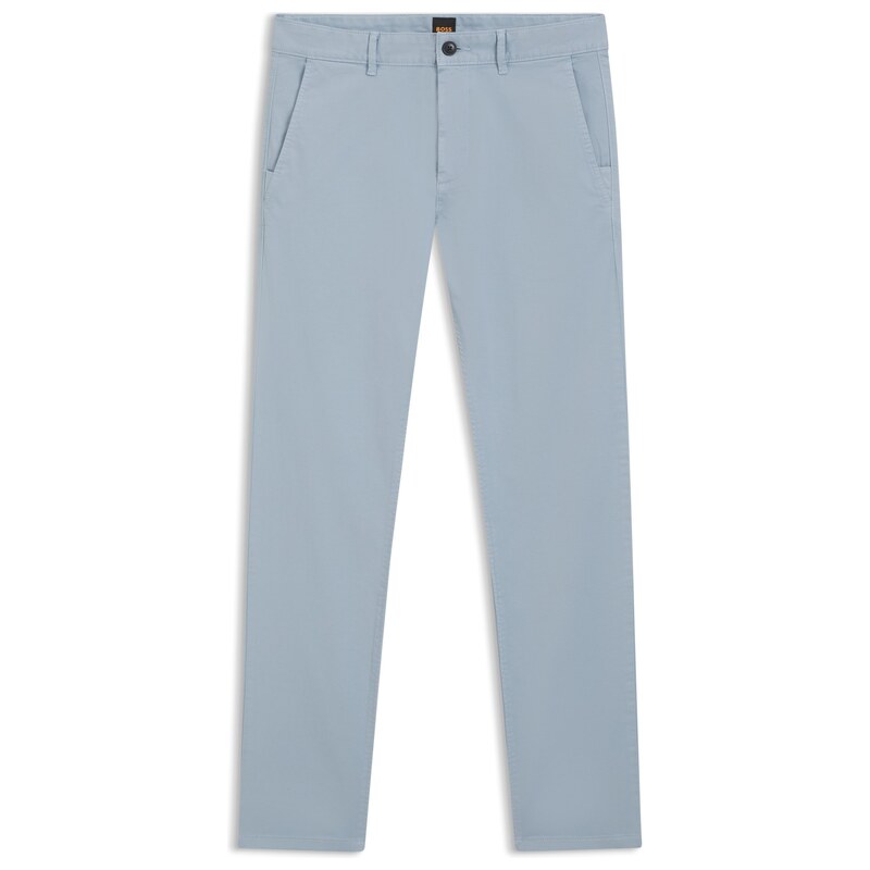 BOSS Slim-fit trousers in overdyed stretch satin