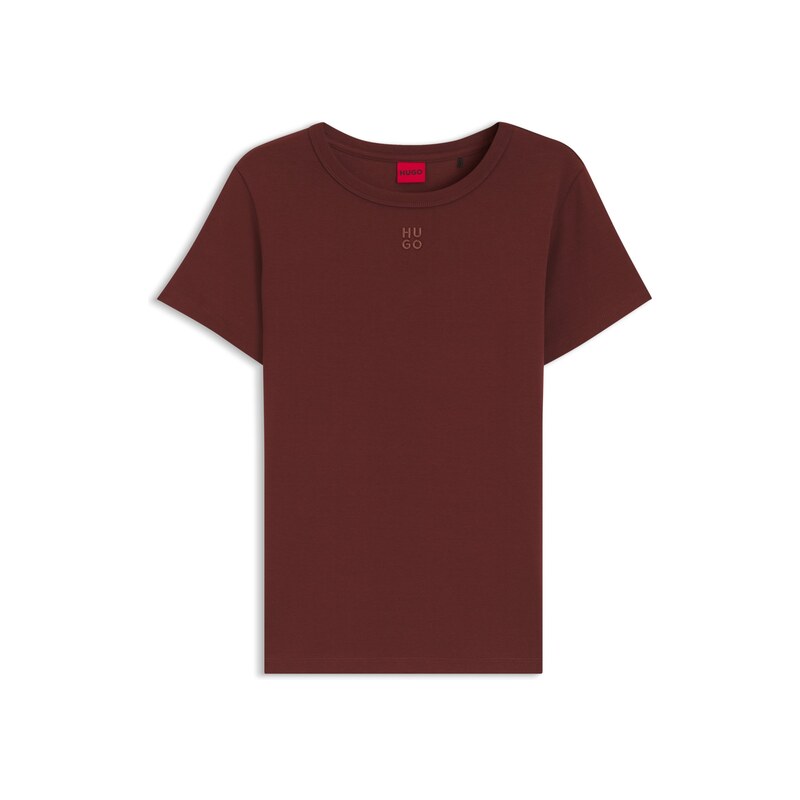 HUGO Regular-fit T-shirt with stacked-logo embroidery