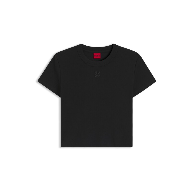 HUGO Cotton-blend slim-fit T-shirt with embroidered logo