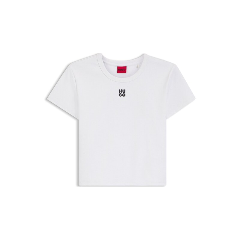 HUGO Cotton-blend slim-fit T-shirt with embroidered logo