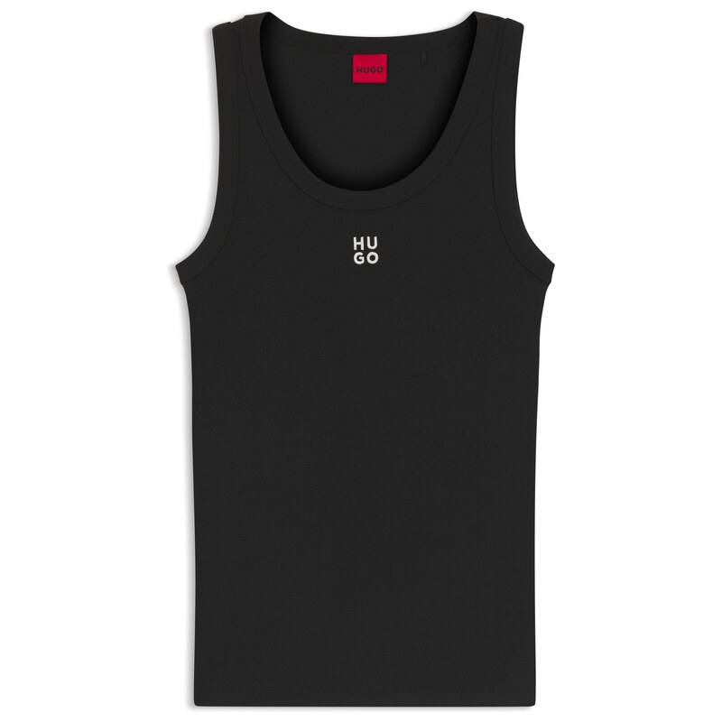 HUGO Cotton-blend tank top with stacked-logo embroidery
