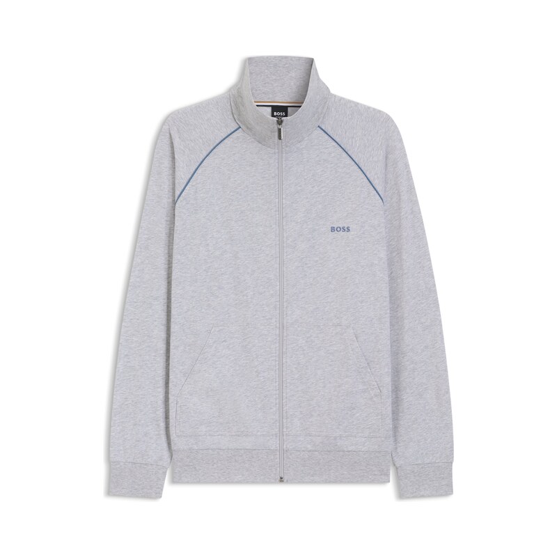 BOSS ZIp-up jacket in stretch cotton with contrast piping