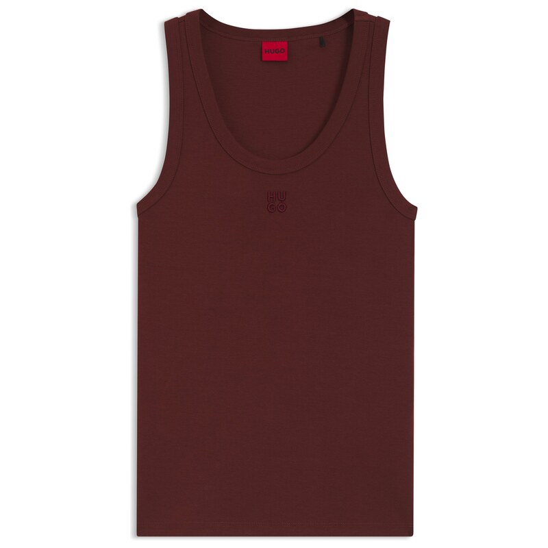 HUGO Cotton-blend tank top with stacked-logo embroidery