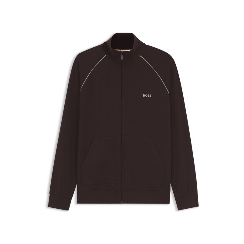 BOSS ZIp-up jacket in stretch cotton with contrast piping