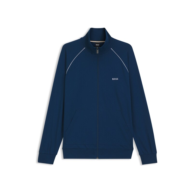 BOSS ZIp-up jacket in stretch cotton with contrast piping