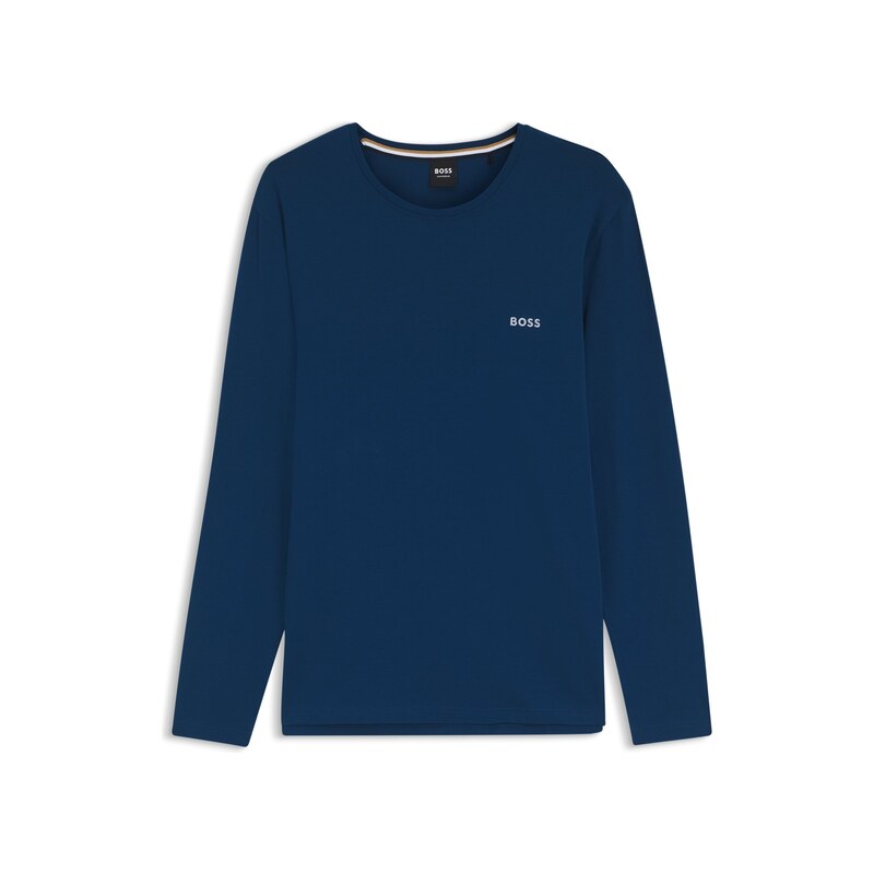 BOSS Long-sleeved T-shirt in stretch cotton with embroidered