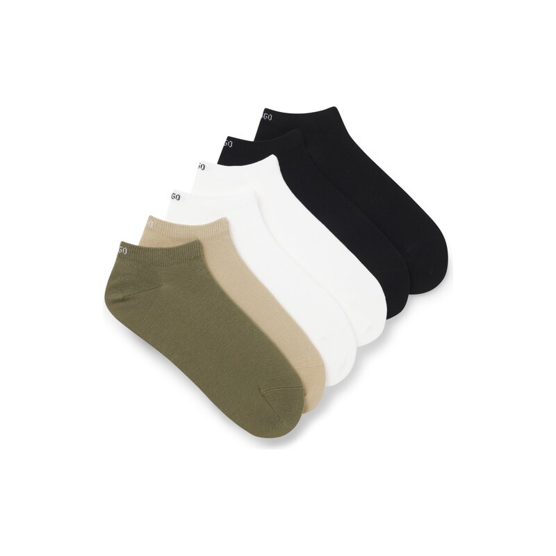 HUGO Six-pack of cotton-blend ankle socks with logos