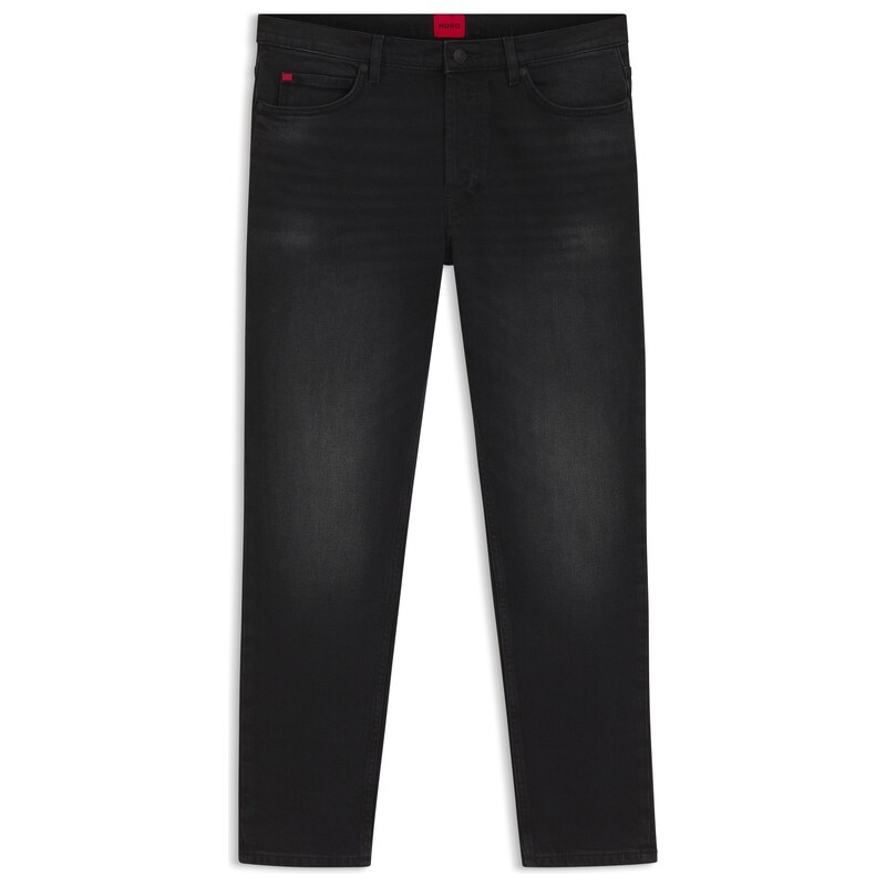 HUGO Tapered-fit jeans in black stretch denim