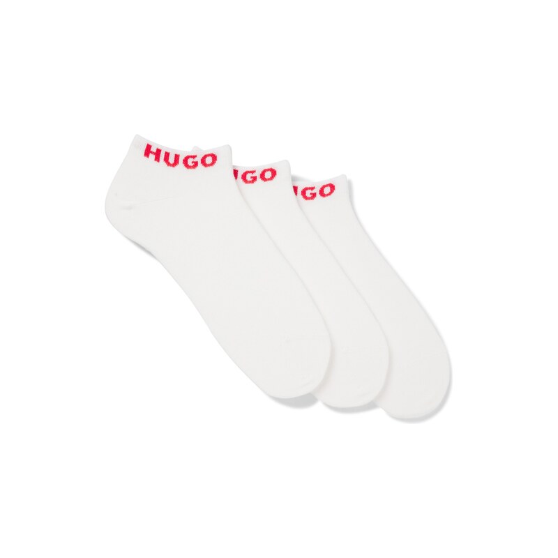 HUGO Three-pack of ankle socks with logo cuffs