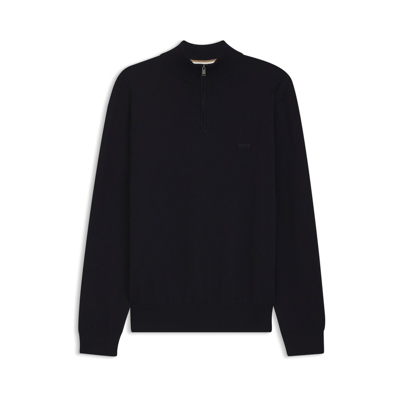 BOSS Zip-neck knitted sweater in cotton