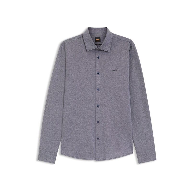 BOSS Slim-fit shirt in melange cotton jersey