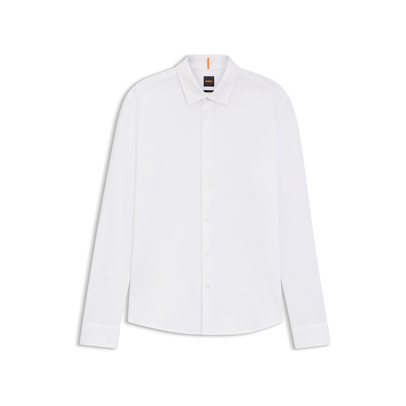 BOSS Slim-fit shirt in melange cotton jersey